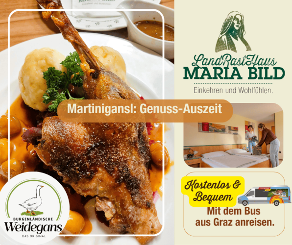 Martini-Weidegans mit traditionellen Beilagen im LandRastHaus Maria Bild – Kurzurlaub für Grazer:innen im Südburgenland